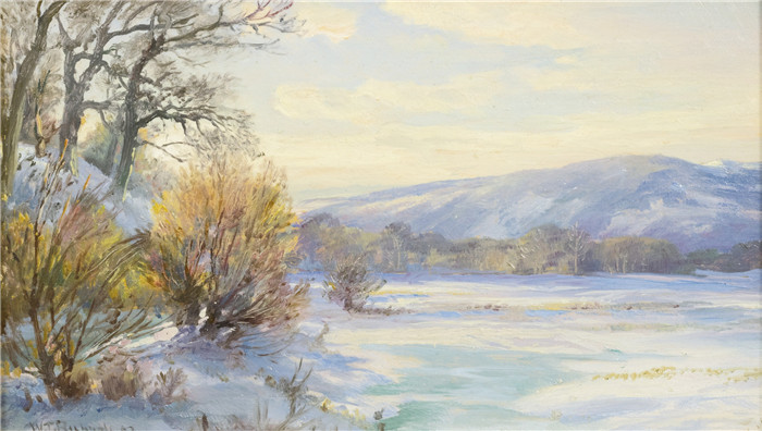 威廉·特罗斯特·理查兹(William Trost Richards)作品-冰冻的湖泊