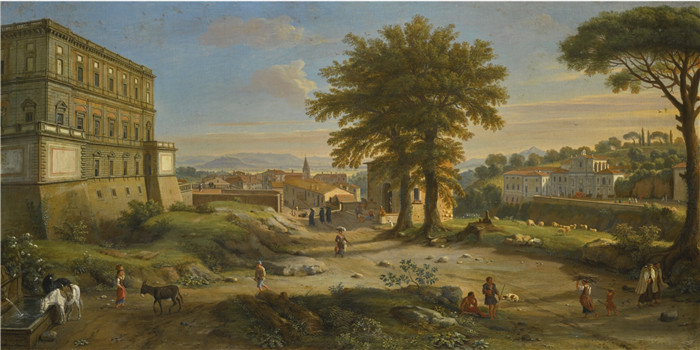 加斯帕·凡·维特尔(Gaspar van Wittel)-别墅的两处景观