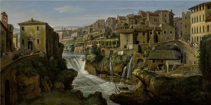 加斯帕·凡·维特尔(Gaspar van Wittel)-蒂沃利与老瀑布和丹尼尔河左岸的景色