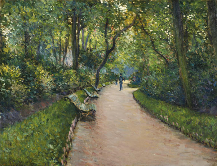古斯塔夫·卡耶博特(Gustave Caillebotte)作品-蒙索公园 1877年