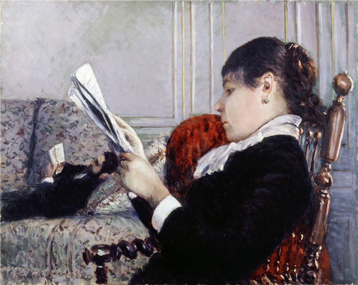 古斯塔夫·卡耶博特(Gustave Caillebotte)作品-女性阅读 1880年