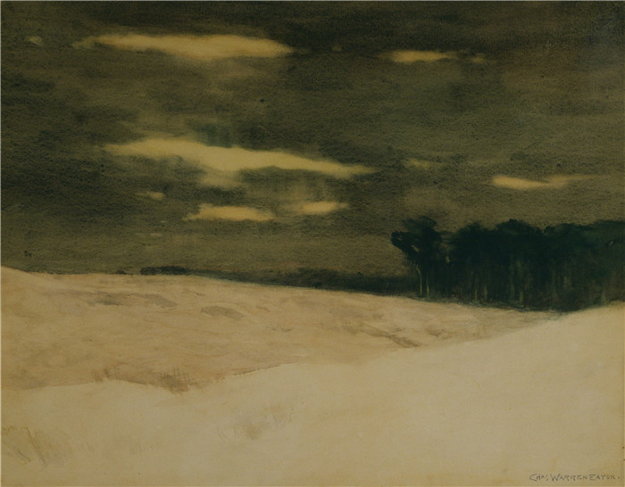 查尔斯·沃伦·伊顿 (Charles Warren Eaton)作品-雪坡Snow Slopes, 1900