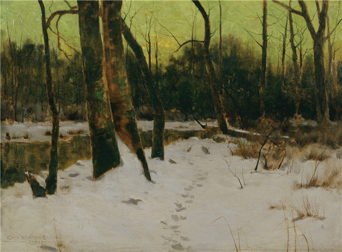 查尔斯·沃伦·伊顿 (Charles Warren Eaton)作品-雪堤Snow Banks, 1888年