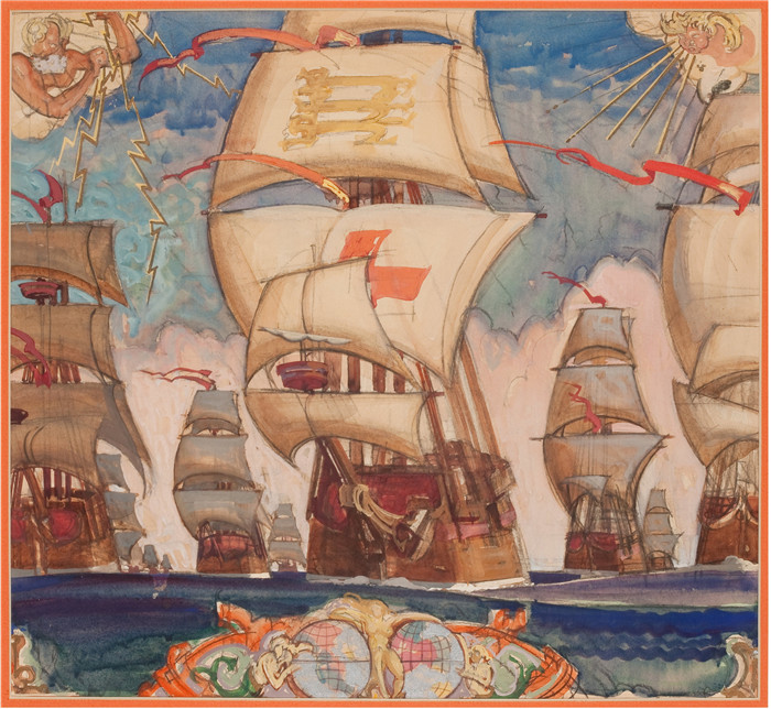 迪恩·康威尔(Dean Cornwell)作品-快船 Clipperships