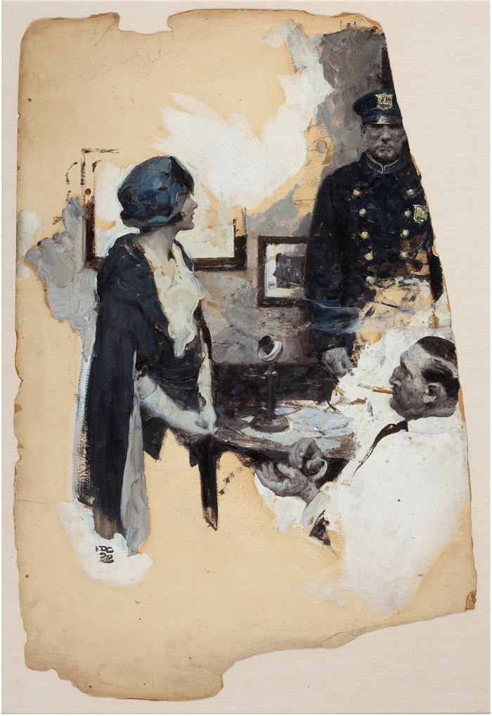 迪恩·康威尔(Dean Cornwell)作品-警区At the Precinct, story illustration, 1929年