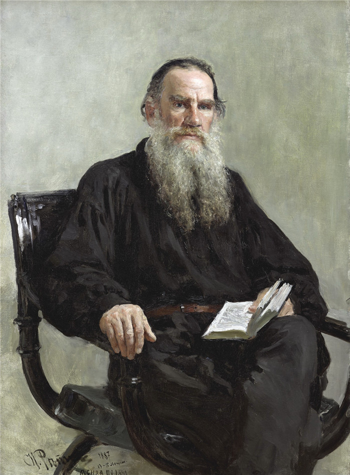 列宾(Ilya Repin)高清作品-列夫·托尔斯泰肖像Portrait of Leo Tolstoy (1887)
