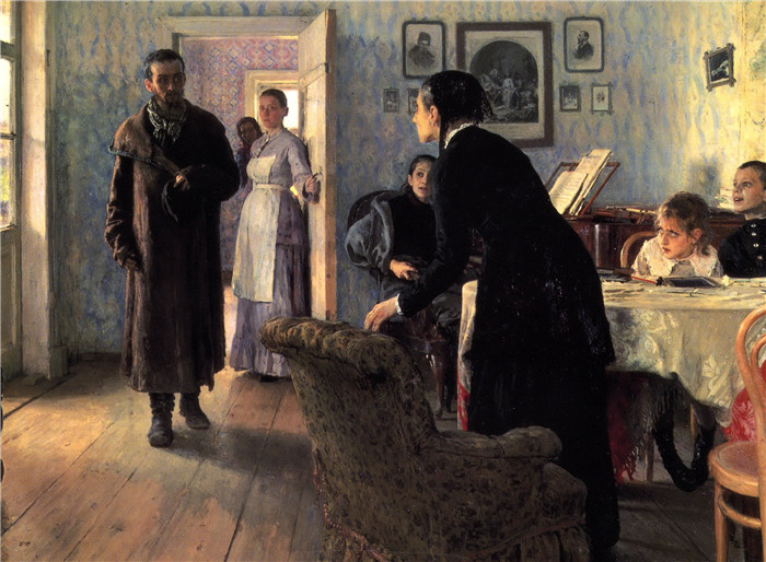 列宾（Ilya Repin）高清作品-意外访客unexpected visitors 1888