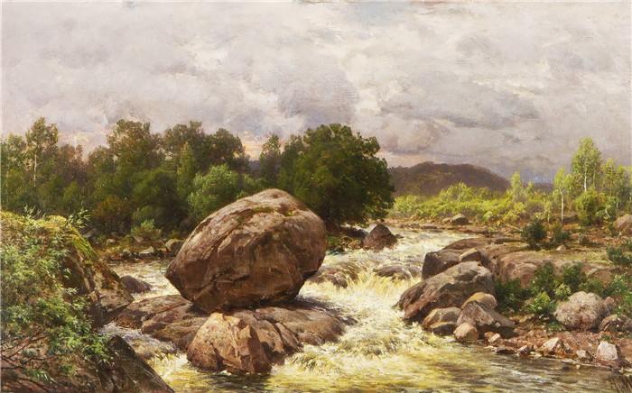 哈尔马·芒斯特耶尔姆(Hjalmar Munsterhjelm)油画-白水景观White water landscape