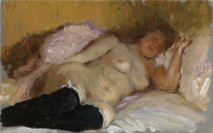 列宾（Ilya Repin）高清作品-艺术家的妻子娜塔莉亚·诺德曼 （Natalia Nordman） 睡觉