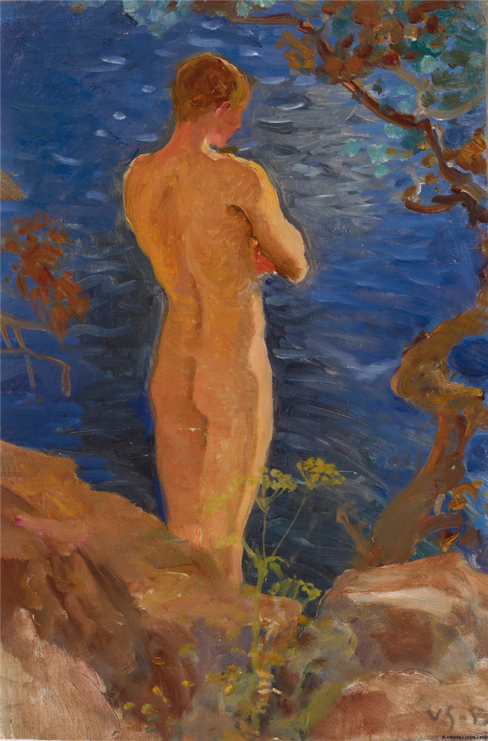 布罗费尔特(Venny Soldan-Brofeldt)作品-在海滩上Heikki rannalla