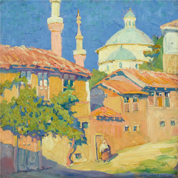 《布罗萨街》简·彼得森(Jane Peterson)高清作品-Street in Broosa (Bursa), Turkey