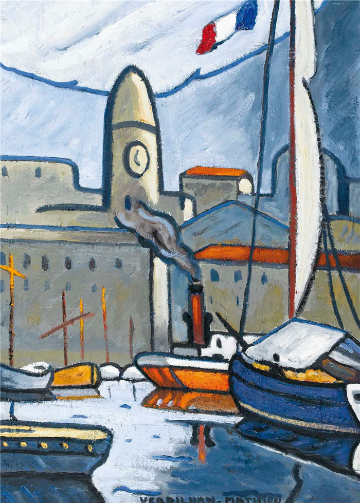 《马赛港》马蒂厄·韦德兰（Louis-Mathieu Verdilhan）作品-Le port de Marseille