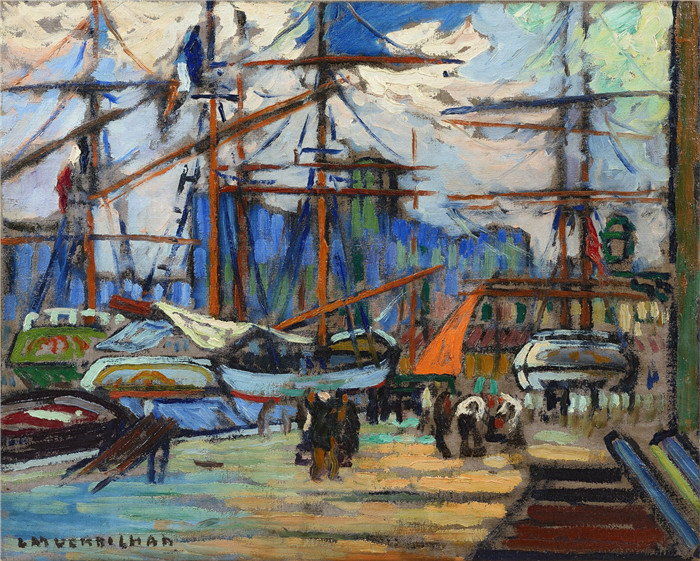 《马赛老港》马蒂厄·韦德兰（Louis-Mathieu Verdilhan）作品-The Old Port of Marseille