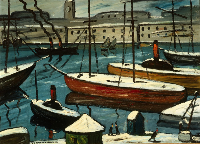 《邻近港口》马蒂厄·韦德兰（Louis-Mathieu Verdilhan）作品-vieux port sous la neige