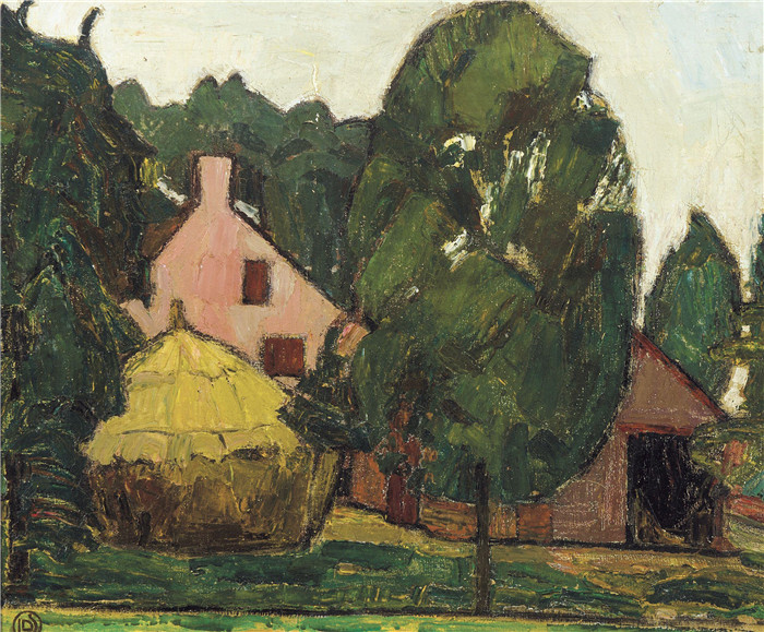 《风景中的农场》莱昂·德·斯梅特(Léonde Smet)作品-Farm in a Landscape, 1930