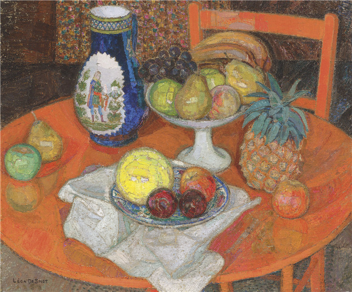 《静物与果篮》莱昂·德·斯梅特(Léonde Smet)作品-Still Life with Fruit Basket