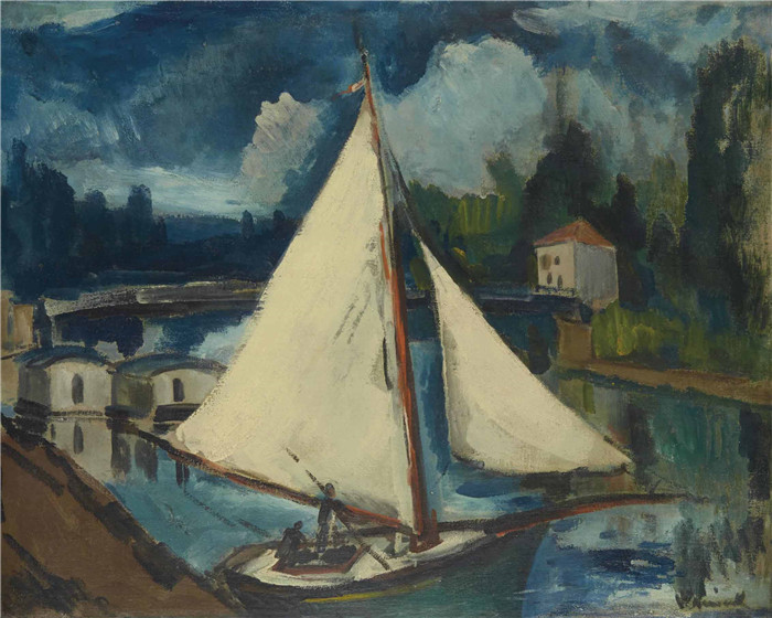 《布吉瓦尔的白色面纱》莫里斯·德·弗拉明克(Maurice De Vlaminck)作品-la voile blanche a bougival
