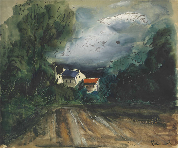莫里斯·德·弗拉明克(Maurice De Vlaminck)作品-风景画paysage (4)