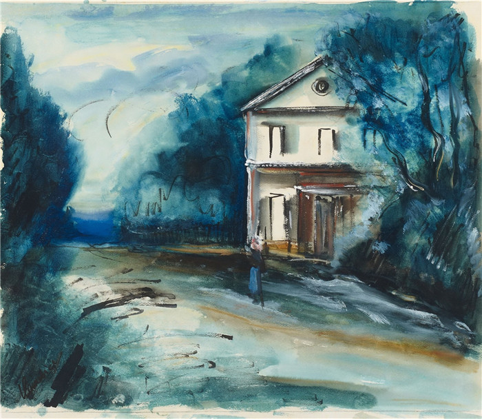《车轮边缘的房子》莫里斯·德·弗拉明克(Maurice De Vlaminck)作品-Maison-au-bord-de-la-rout
