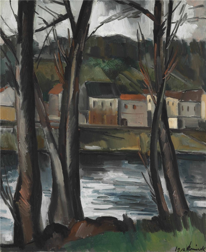 《景观河流村庄》莫里斯·德·弗拉明克(Maurice De Vlaminck)作品-paysage(2)