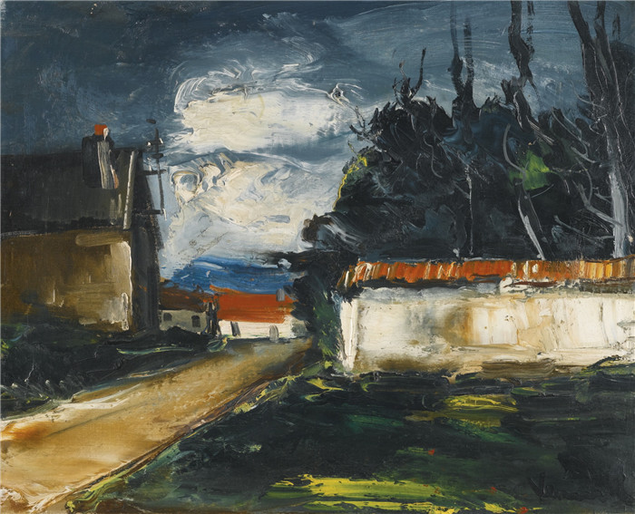 《街道城市景观》莫里斯·德·弗拉明克(Maurice De Vlaminck)作品-rue de vi cityscape