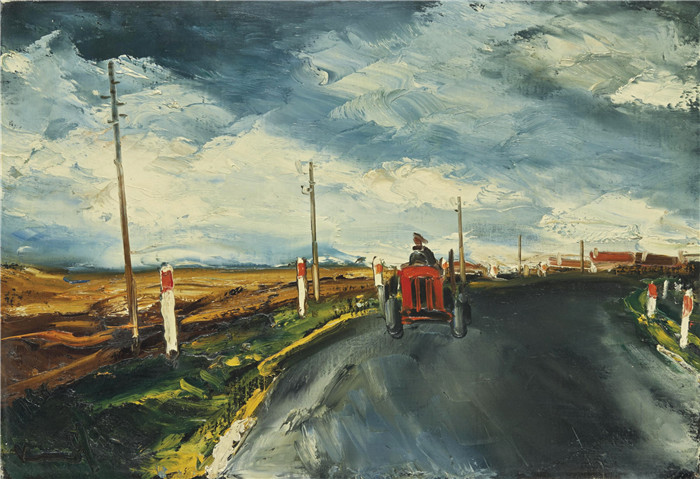 《红色拖拉机》莫里斯·德·弗拉明克(Maurice De Vlaminck)作品-le tracteur rouge