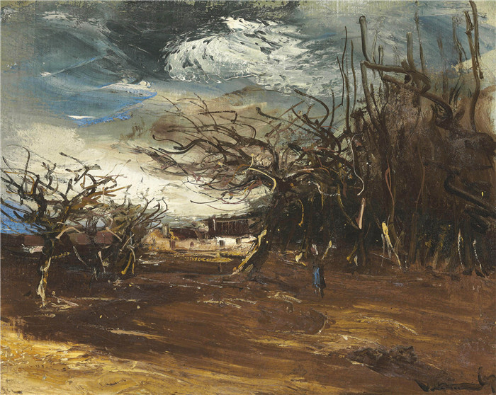 《秋天的果园》莫里斯·德·弗拉明克(Maurice De Vlaminck)作品-verger en automne