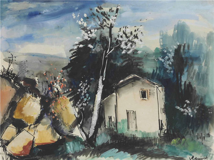 《森林里的房子》莫里斯·德·弗拉明克(Maurice De Vlaminck)作品-maison dans la foret