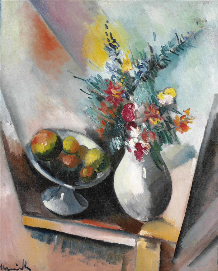 《水果和鲜花》莫里斯·德·弗拉明克(Maurice De Vlaminck)作品-fruits et fleurs