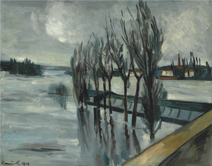 《塞纳河洪水》莫里斯·德·弗拉明克(Maurice De Vlaminck)作品-inondation de la seine