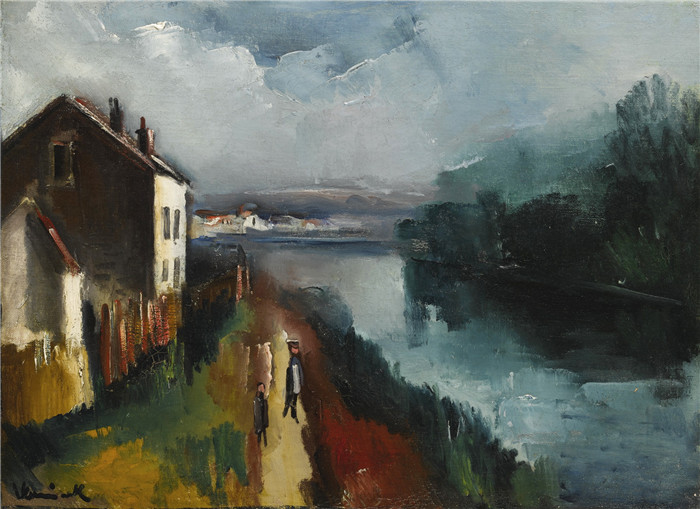 《水边的房子》莫里斯·德·弗拉明克(Maurice De Vlaminck)作品-MAISON AU BORD DE L'EAU