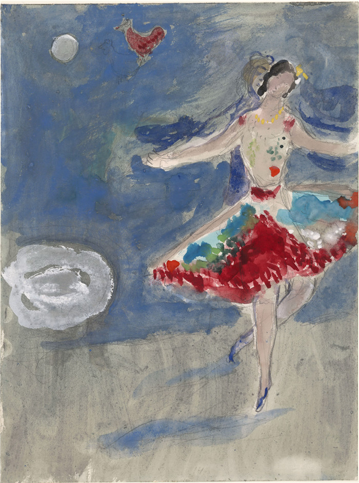 《泽姆菲拉，阿列科服装设计》马克·夏加尔(Marc Chagall)作品- Zemphira, costume design for Aleko (3)
