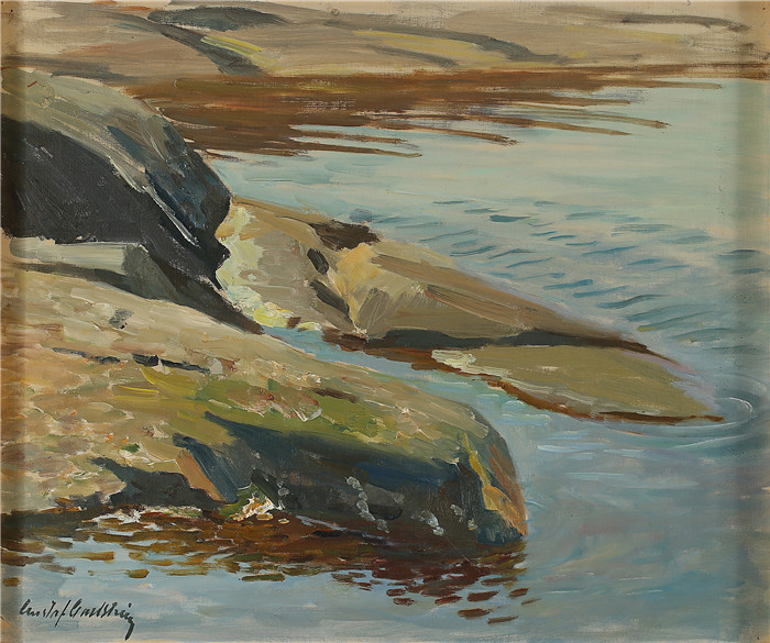 《最远的海滩》古斯塔夫·卡尔斯特罗姆(Gustaf Carlstrom)作品-Landskap, yttersta skaren Marstrand,