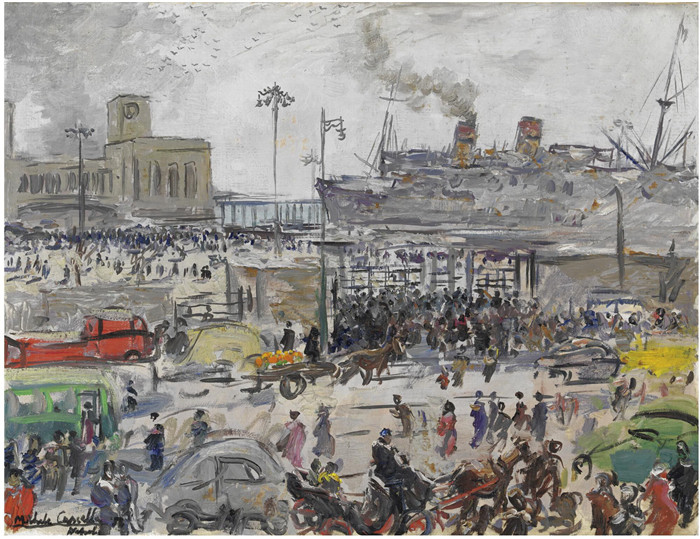《那不勒斯海事站》米歇尔·卡斯切拉(Michele Cascella)作品-NAPOLI STAZIONE MARITTIMA