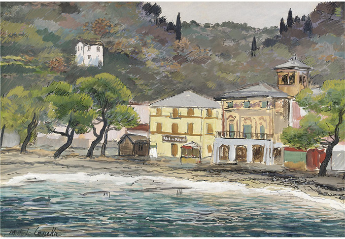 《海边风景》米歇尔·卡斯切拉(Michele Cascella)作品-PAESAGGIO IN RIVA AL MARE