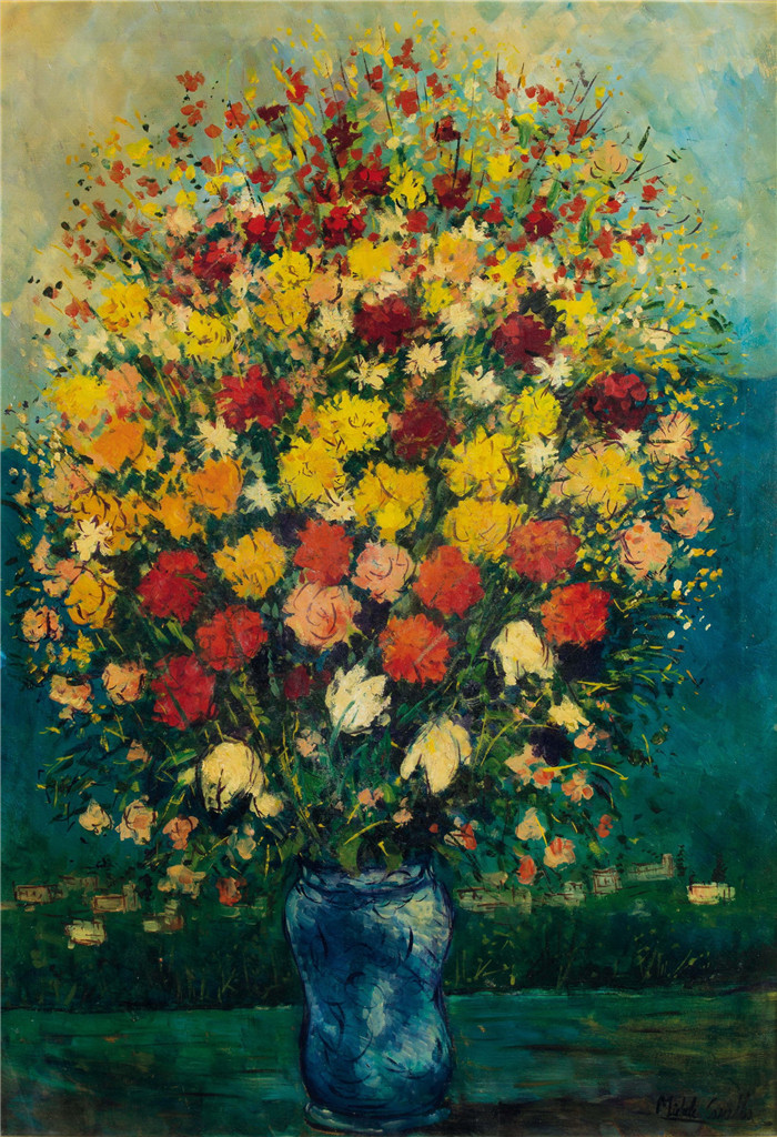 《花瓶》米歇尔·卡斯切拉(Michele Cascella)作品-Vaso di fiori, 1970