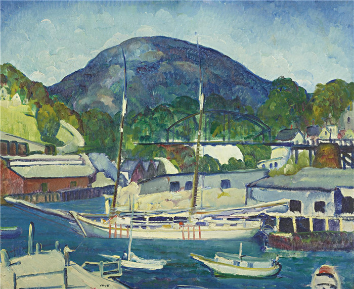 《缅因州洛克波特》莱昂·克罗尔(Leon Kroll)高清作品-Rockport Maine