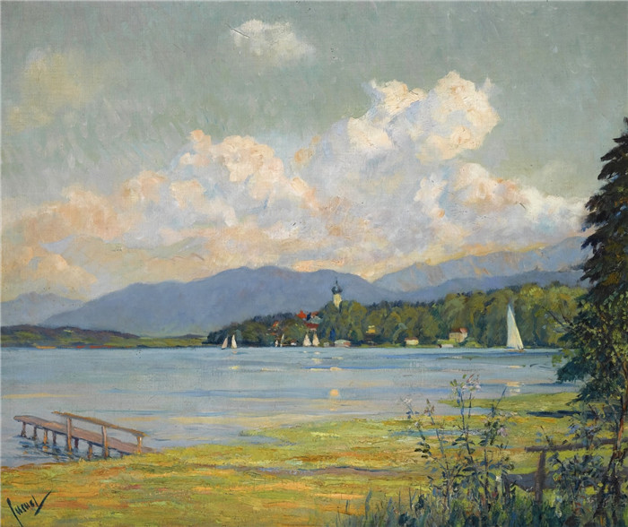 《斯塔恩伯格湖》爱德华·库柯(Edward Cucuel)作品 - Озеро Штарнбергер Зе