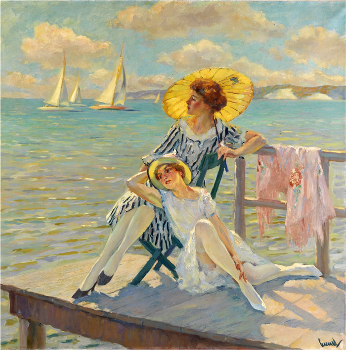 爱德华·库柯(Edward Cucuel)作品 - 在阳光下(In the sun)_100 x 101