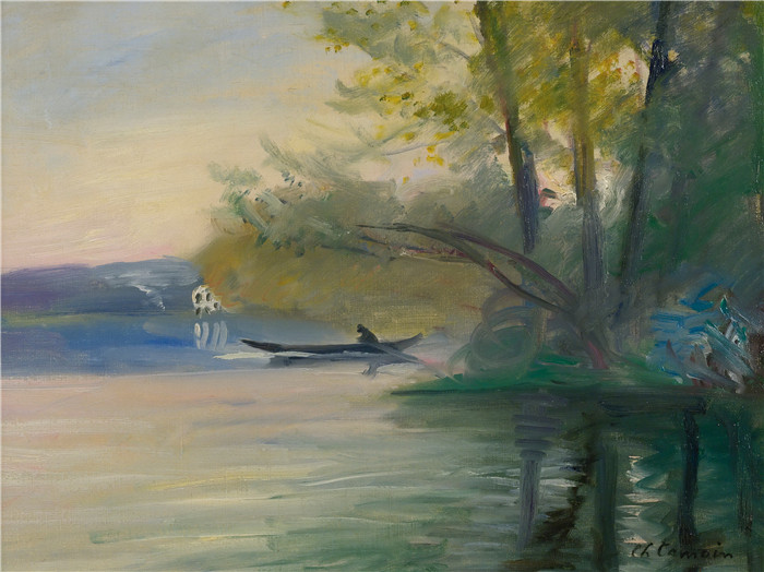 《萨莫瓦渡轮》查尔·斯卡莫因（Charles Camoin）作品-Le Bac De Samois, 1920