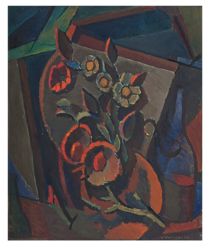 《插花》韦科·维奥诺加(Veikko Vionoja)作品-Kukka-asetelma, 55,5 x 65,5