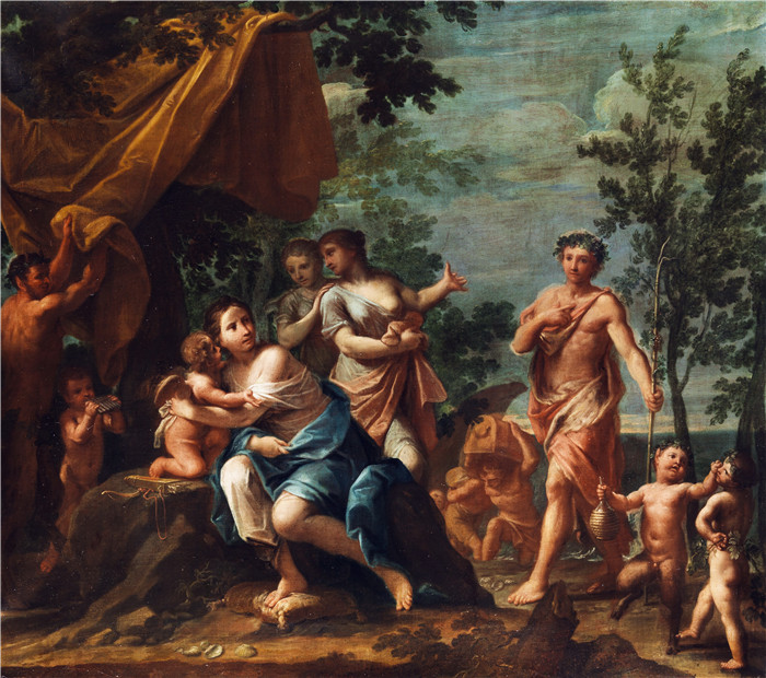 《阿波罗与格雷斯》弗朗西斯切尼(Marcantonio Franceschini)作品-Franceschini (attr) Apollo and the Graces