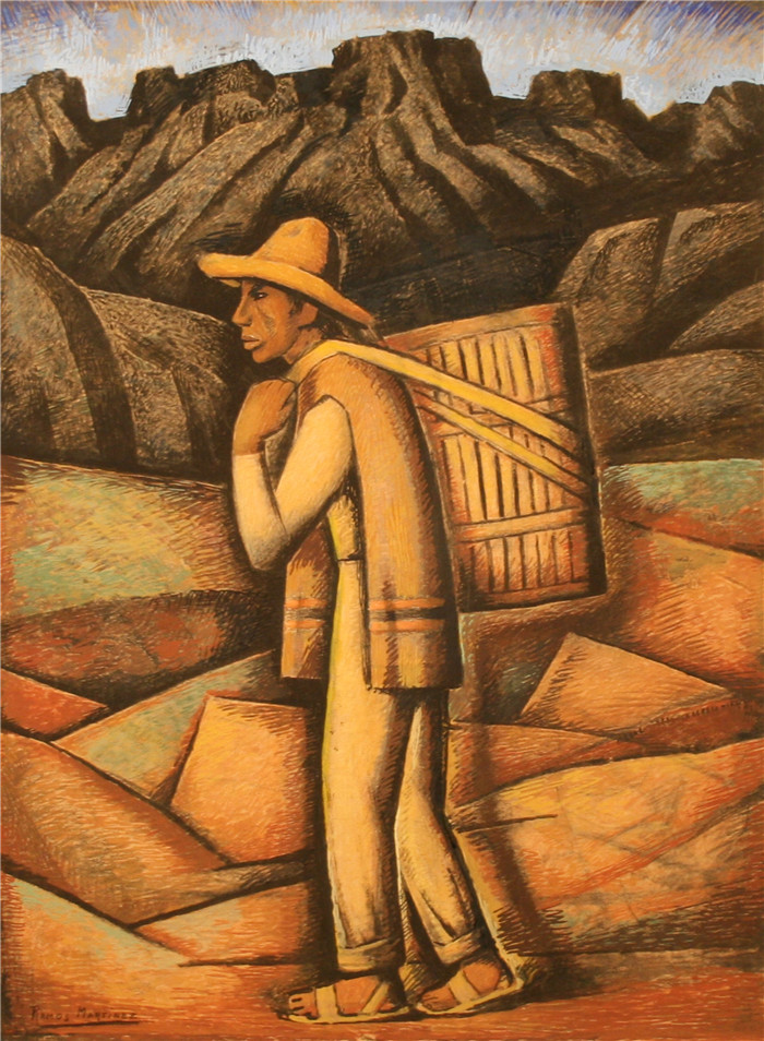 《从市场回家》阿尔弗雷多·拉莫斯·马丁内斯(Alfredo Ramos Martinez)作品-Returning Home from the Market