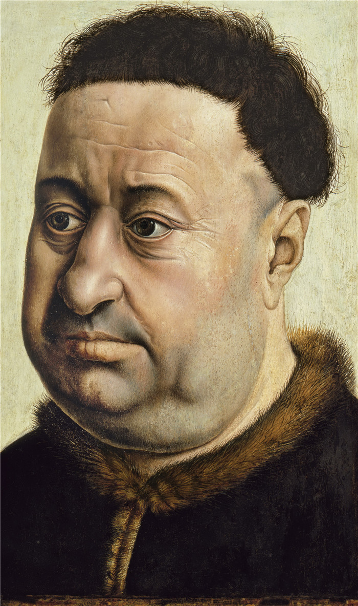 《健壮男人的肖像》罗伯特·坎平（Robert Campin）作品- Portrait of a Stout Man. Robert de Masmines