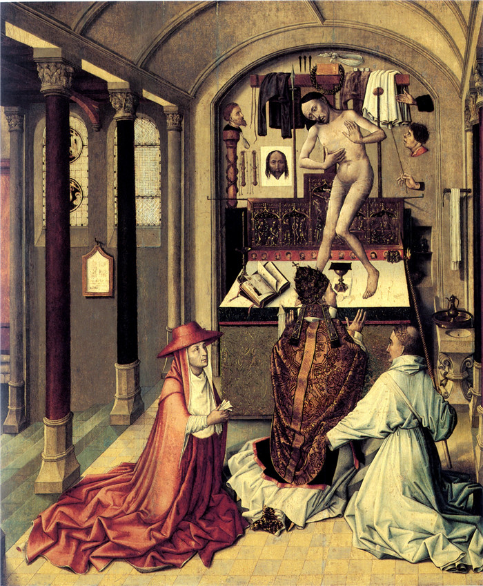 《圣格雷戈里弥撒》罗伯特·坎平(Robert Campin)作品-Campin mass of saint gregory 1440