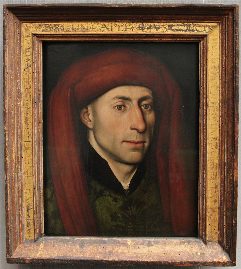 《一个带着红色监护人的男人的肖像》雅克·达雷特(Jacques Daret)作品-ritratto d'uomo con chaperon rosso (tournai)