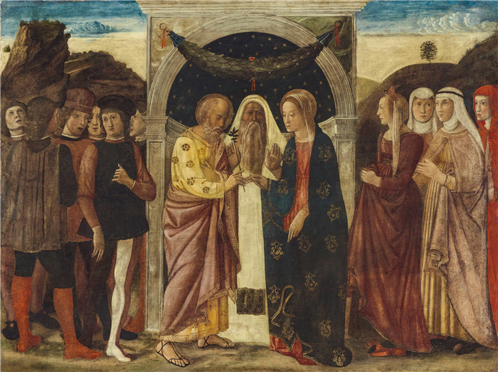 《圣母的婚礼》雅各布·贝里尼（Jacopo Bellini）作品-The Marriage of the Virgin, 1450-55