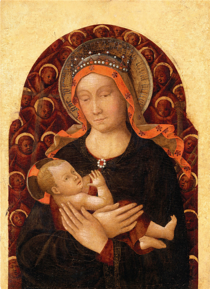 《圣母与天使之子》雅各布·贝里尼（Jacopo Bellini）作品-Madonna and Child with angels, 1440s