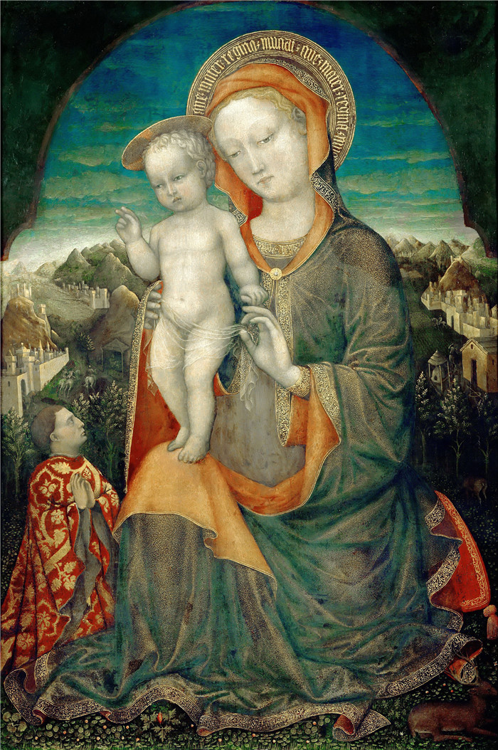 《圣母与跪着的莱昂内洛·德斯坦的孩子》雅各布·贝里尼（Jacopo Bellini）作品