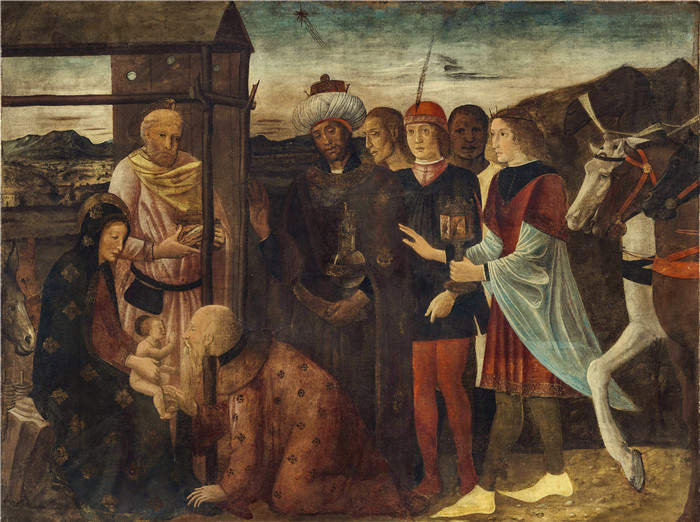 《三贤士的崇拜》雅各布·贝里尼（Jacopo Bellini）作品-The Adoration of the Magi, 1450-55